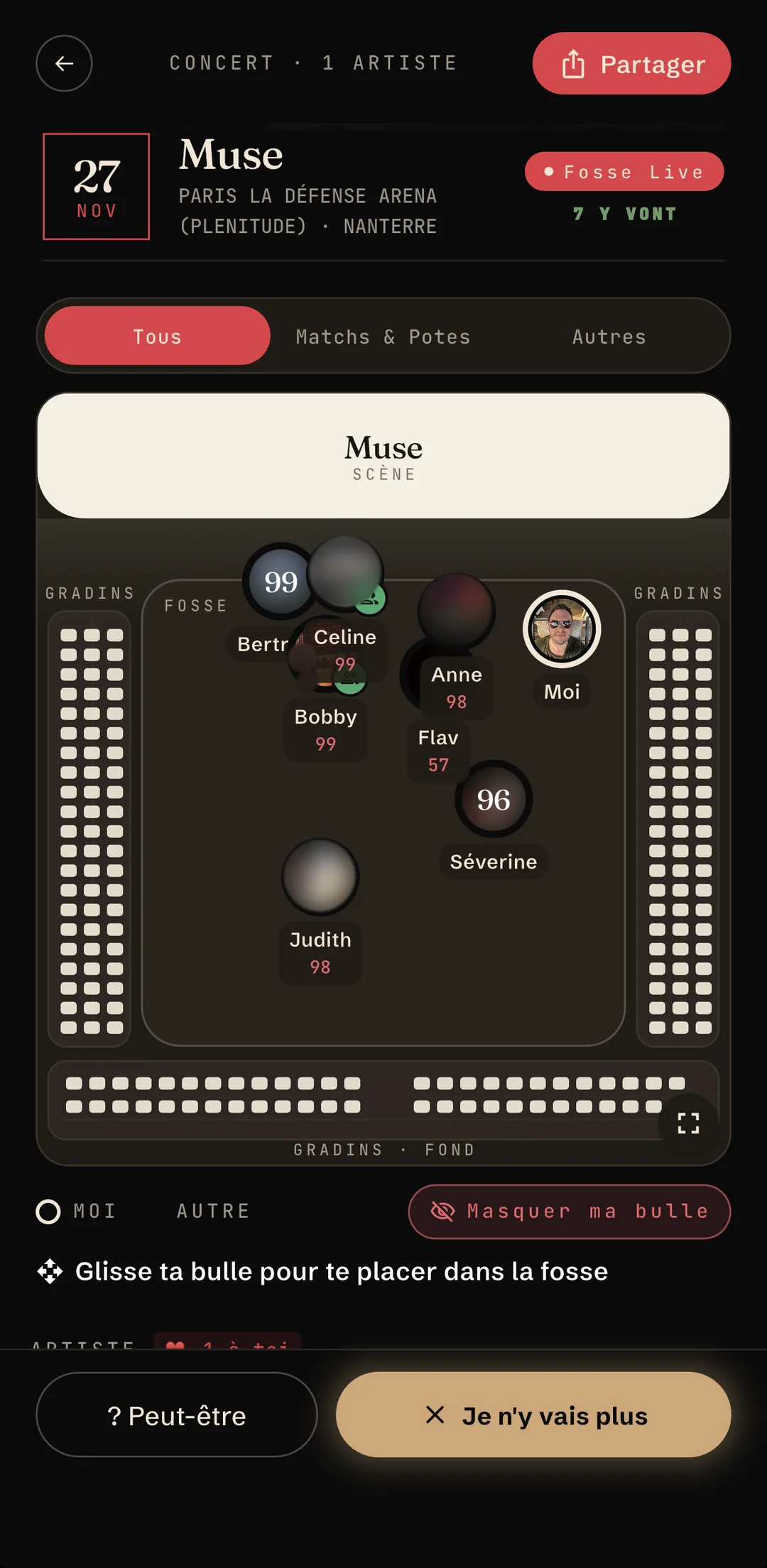 La fosse d'un concert : qui sera là, et son Crush Score